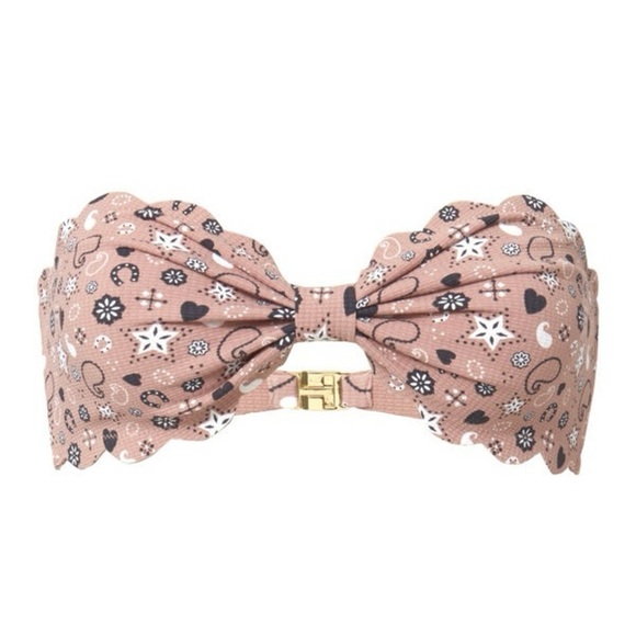 Marysia Antibes Bikini Top Sz M Strapless Bandana Scallop Trim Swim Top - Picture 7 of 8